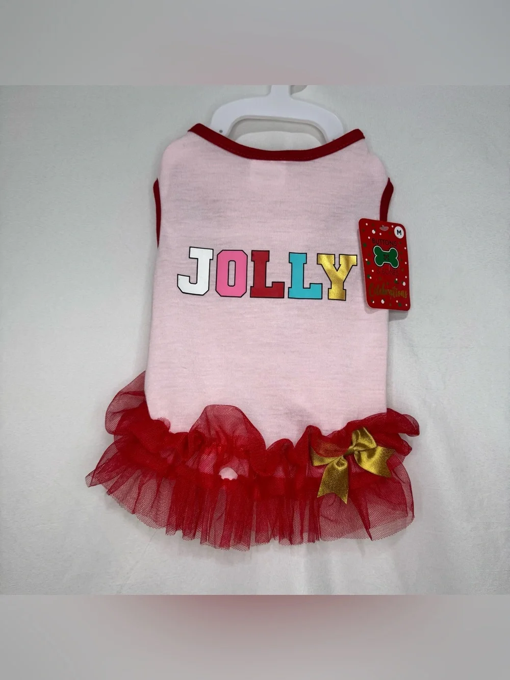 Jolly Pink & Red Tulle Holiday Dog Dress